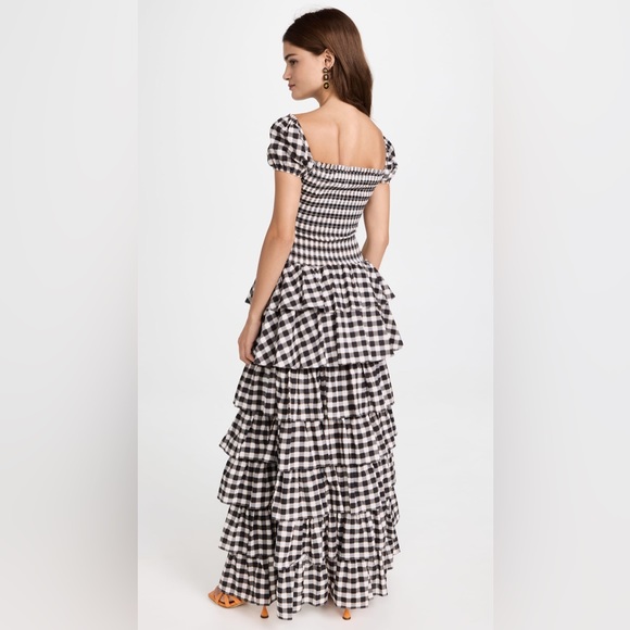 NWT $695 Caroline Constas Malta Gown In Black Check Plaid Size XS - Picture 5 of 8